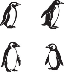 Obraz premium Penguin Silhouette Clipart Set