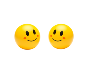 Two smiling yellow emoji faces