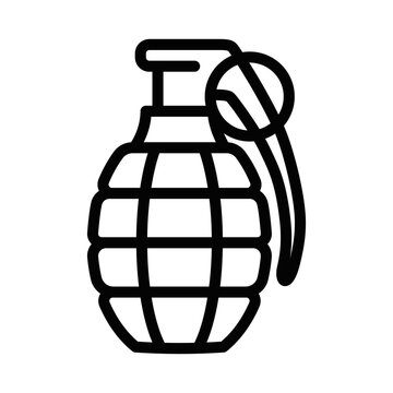 Military grenade vector icon. Vector illustration. Editable stroke.