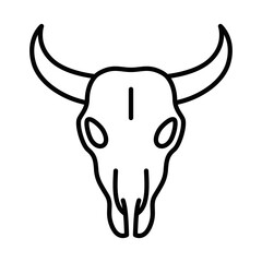 Bull skull with horns icon. Vector illustration. Editable stroke.