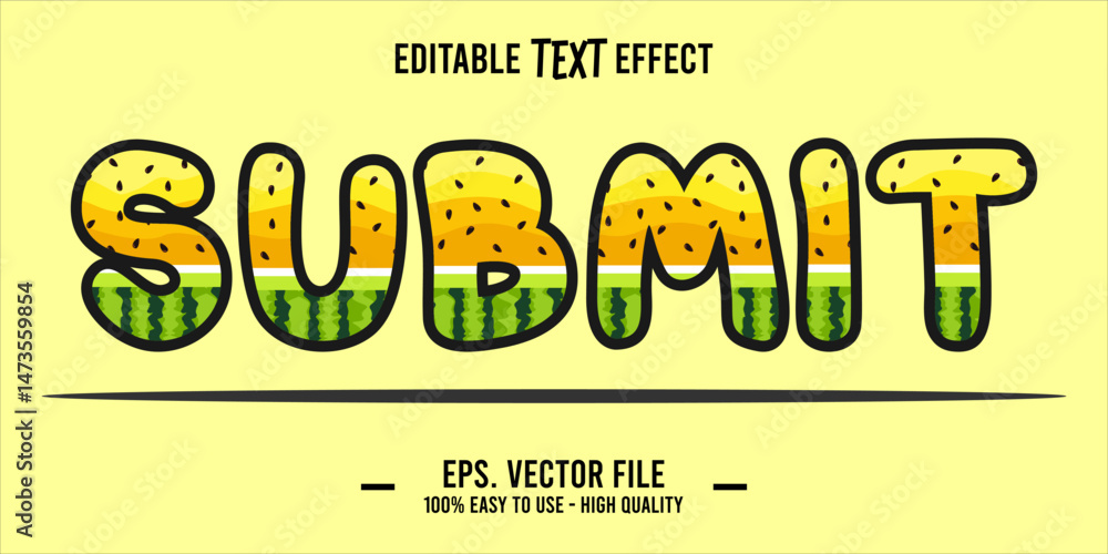 Fototapete typography submit word art illustration, editable text effect, eps file format
