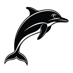 Fototapeta premium Dolphin leaping silhouette, dynamic vector