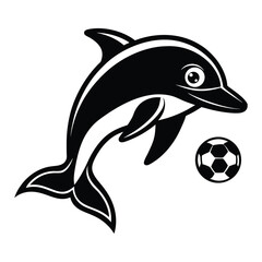 Obraz premium Dolphin Animal Soccer Football Sports Team Mascot on white background