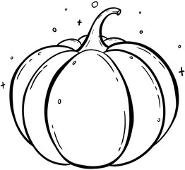 Pumpkin Line Art On Transparent Background