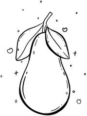 Pear Outline Drawing On Transparent Background