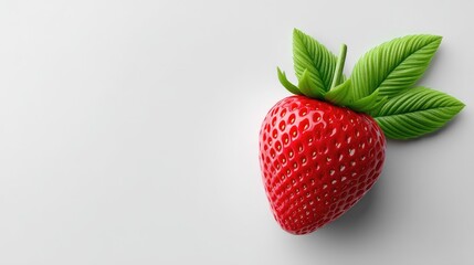 Realistic Strawberry on Plan white Background