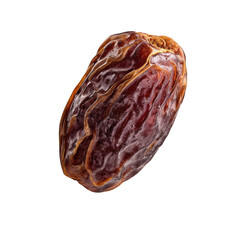 Single dried date fruit close up studio shot brown sweet food one dark on transparent background