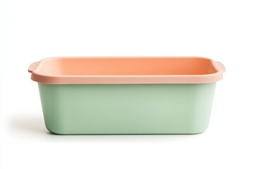 Reusable pastel food container with peach lid isolated on white perfect for food storage branding and packaging mockups