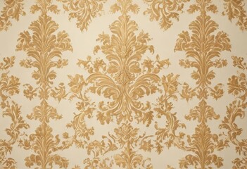 Subtle gold damask on cream background  Classic, luxurious wallpaper design , rococo, brocade