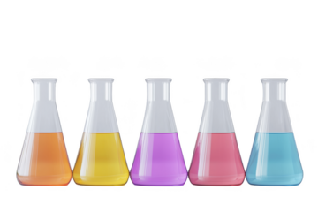 Colorful laboratory experiments with liquid solutions science lab image series bright environment close-up view chemistry concepts