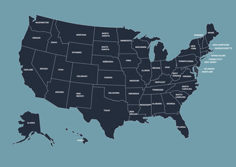 USA Vector Map, Editable United States Map with State Names