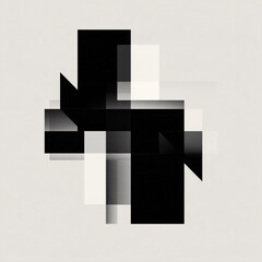 black and white abstract geometric shapes, clean background, minimalist style, sharp lines, simple forms, modern design, negative spac