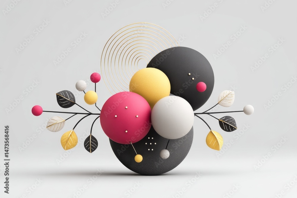 Poster abstract minimalist depiction of team synergy using connected shapes