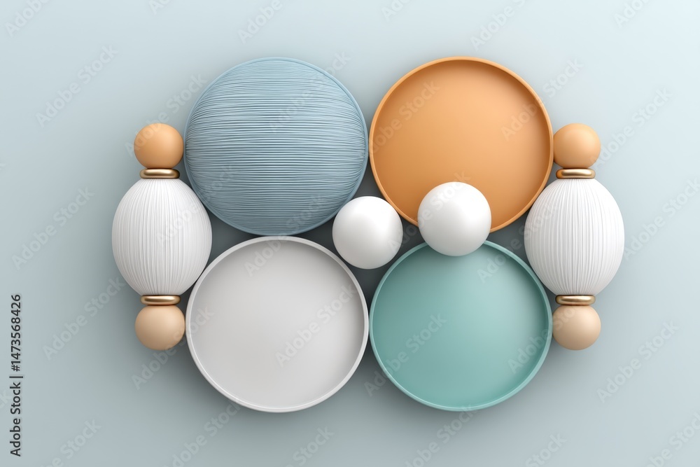 Poster abstract minimalist depiction of team synergy using connected shapes