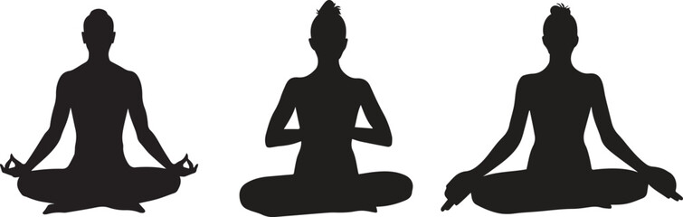 Collection of yoga poses. yoga pose girl silhouette set vector illustration and yoga exercise icon and Yoga Silhouette
