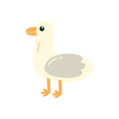 Charming cartoon seagull in a hand drawn vector style. Perfect for childrens designs, stickers, and seaside themes. Fun, playful, and adorable