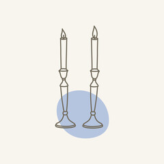 Candles for Shabbat. Two ceremonial Jewish Candlesticks. 