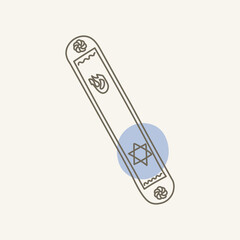 Mezuzah with the Hebrew symbols. Jewish doorpost sign, vector graphics.