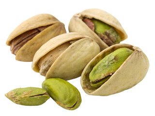 Fototapeta premium Close Up of Pistachios Isolated on transparent background cutout, PNG file, Cutout file