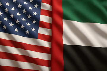 Fototapeta premium US & UAE Flags United: A Simple Composition Symbolizing Bilateral Relations & International Unity. Discover the Power of Shared Values and Global Cooperation in this Striking Visual.