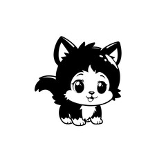 Naklejka premium Charming cartoon illustration of a delightful furry creature in monochrome style