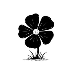 Fototapeta premium Stylized floral illustration with simple black shapes against a white background