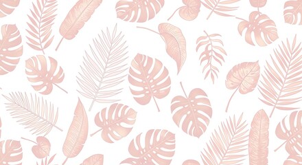 Tropical leaves pattern Monstera palm and banana