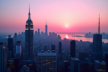 Cityscape of a big city city buildings big buildings skyscrapers offices.houses.modern.apartments bright saturated colors.generative ai