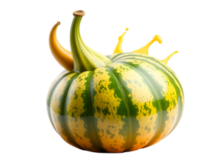 Vibrant Pumpkin with Striking Yellow and Green Stripes