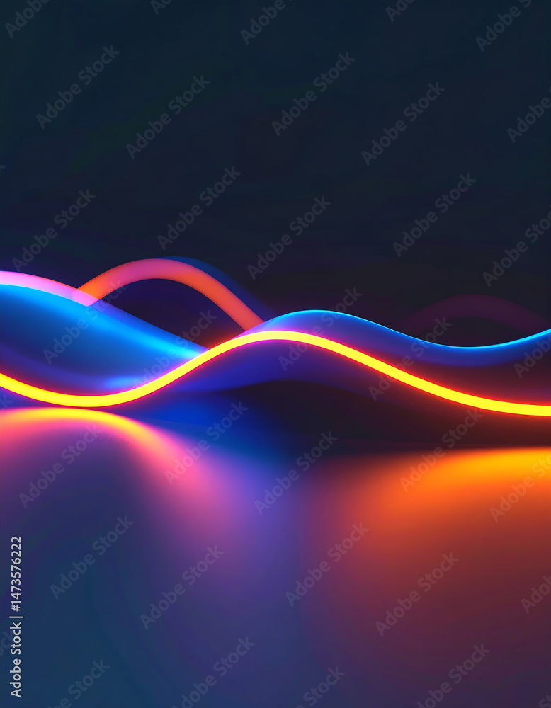 Poster colorful waves of light create a dynamic visual effect against a dark background, showcasing vibrant