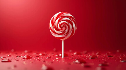 classic round lollipop with a red and white spiral pattern.