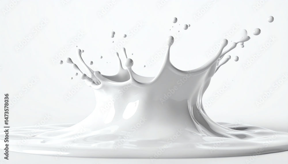 Poster a splash of white liquid creates an artistic and dynamic visual effect against a minimalist backgrou