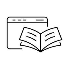 Online Reading Line Icon. E-learning, Education, Teaching, Online Study Icons Editable Stroke Vector Illustration