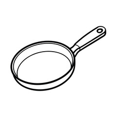 outline of a frying pan line art vector