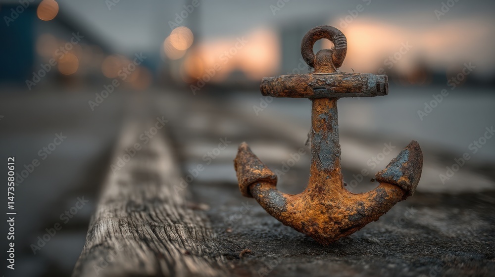 Poster conceptual illustration of anchor delivery icon representing timely shipping and scheduled delivery 