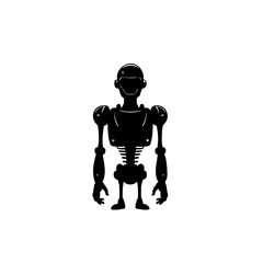 Stylized depiction of an articulated humanoid robot figure on a stark white setting