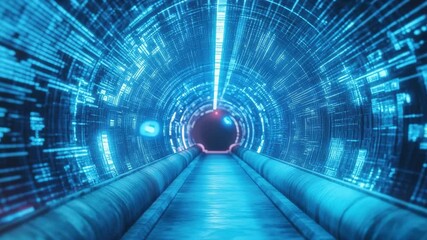 Medical icons float in a blue digital tunnel symbolizing technology in healthcare, medical icons over blue digital tunnel - Powered by Adobe