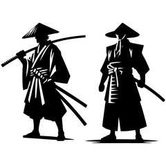 Japanese Samurai Illustration.