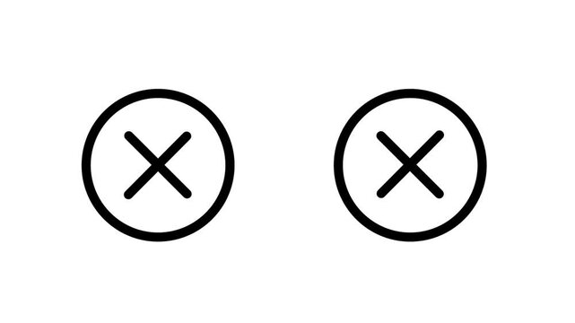 Animated close or cancel icon featuring a black &ldquo;X&rdquo; inside a circle, commonly used in apps and websites to dismiss pop-ups, menus, or notifications.