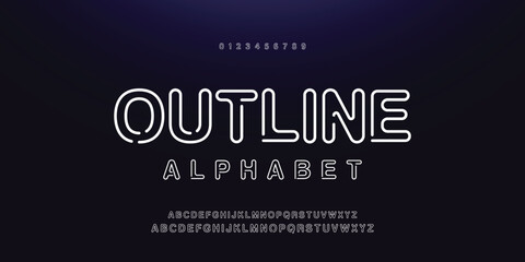 Creative Outline Double line monogram alphabet and tech fonts. Lines font regular uppercase and lowercase. Vector illustration.