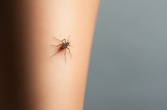 Child with visible mosquito bite on the leg, close-up view showing realistic redness