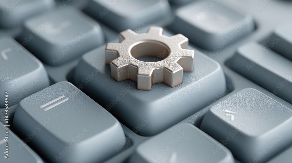 Poster conceptual image of automate task icon representing replacement of manual efforts in daily business 