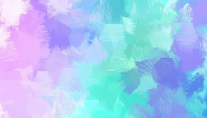 Colorful brushstrokes create an abstract texture with shades of purple, pink, teal, and blue merging together