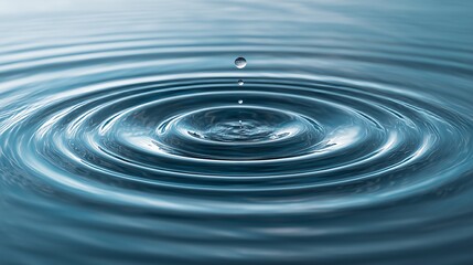 Floating water droplet creating ripples, minimal vector design, tranquility theme