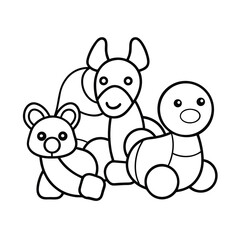 outline of playful animal toys in waiting room