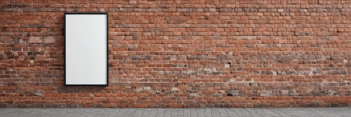 Sleek poster on aged brick wall  Realistic outdoor display mockup ,  concrete,  wall