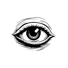 Fototapeta premium Monochrome eye sketch with detailed pupil, vector art emphasizing visual focus