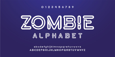 Creative Outline Double line monogram alphabet and tech fonts. Lines font regular uppercase and lowercase. Vector illustration.