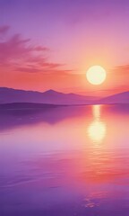 Fototapeta premium Abstract sunset watercolor, orange purple hues, abstract, dreamy, creativity