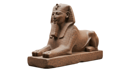Egyptian Sphinx Isolated on Transparent PNG Background , egyptian, sphinx, ancient egypt, mythical creature, lion body, human head, pharaoh, guardian, monument, sculpture, stone